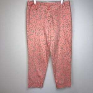 Lane Bryant Crop Pants Women’s Size 14 Orange Tan Floral Pockets